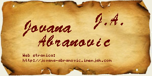Jovana Abranović vizit kartica